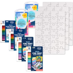 Make Your Own Puzzle Kit, Blank Puzzles, Doodle Markers & Washable Acrylic Markers