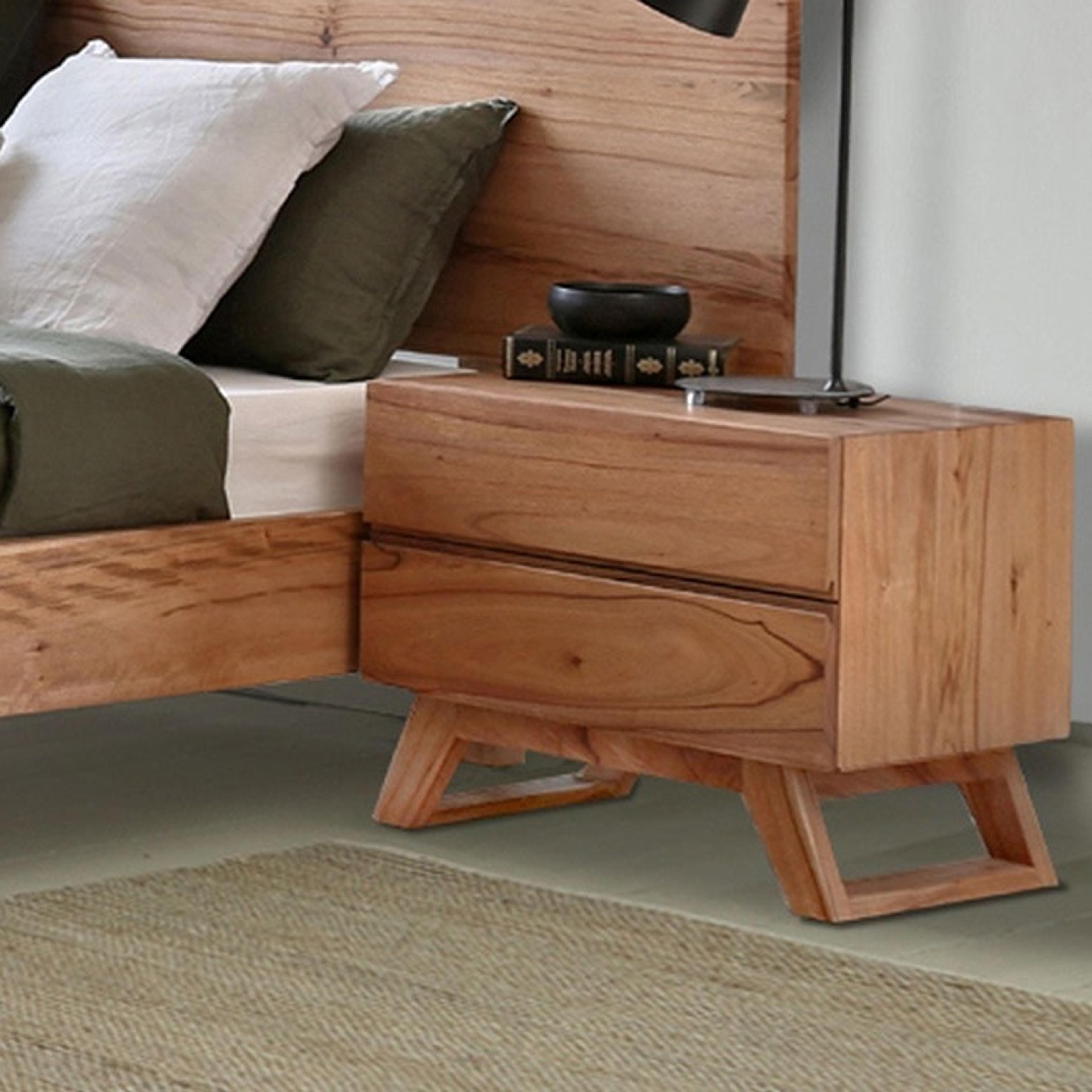 Lifestyle image of the  Byron Bedside Table (2 Drawer), Natural from Forty Winks