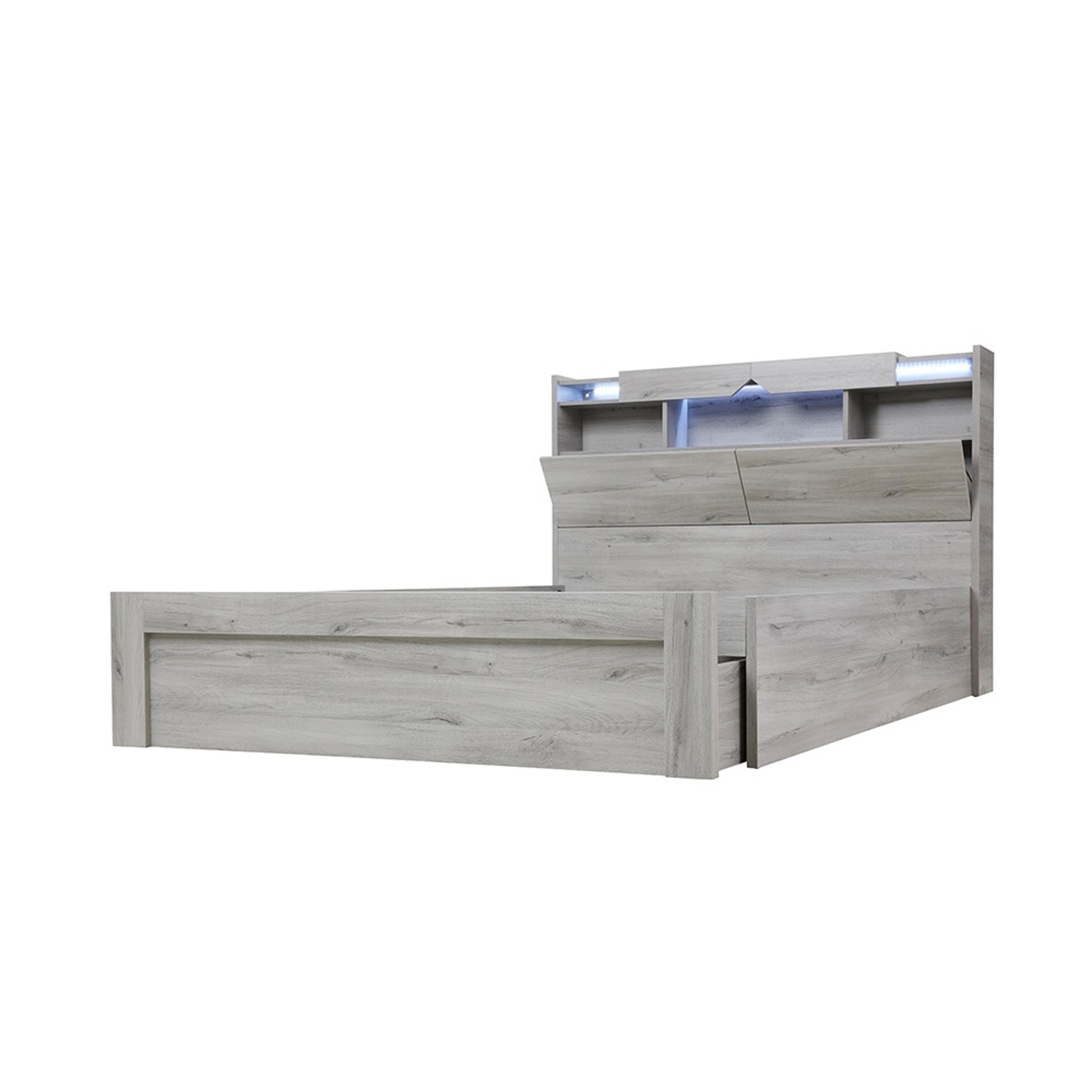 Product image of the  Sovereign Bed Frame, Gas Lift & End Drawer Base, Washed Grey from Forty Winks