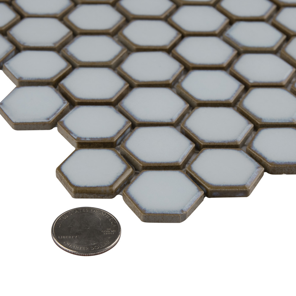 Hudson 1″ Hex Silk White 11-7/8 in. x 13-1/4 in. Porcelain Mosaic Tile