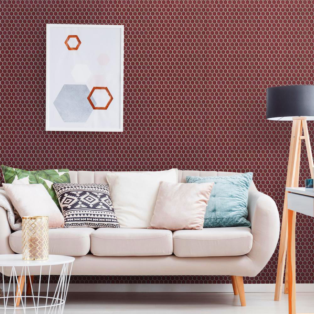 Tribeca 1″ Hex Glossy Rusty Red 10-1/4 in. x 11-7/8 in. Porcelain Mosaic Tile