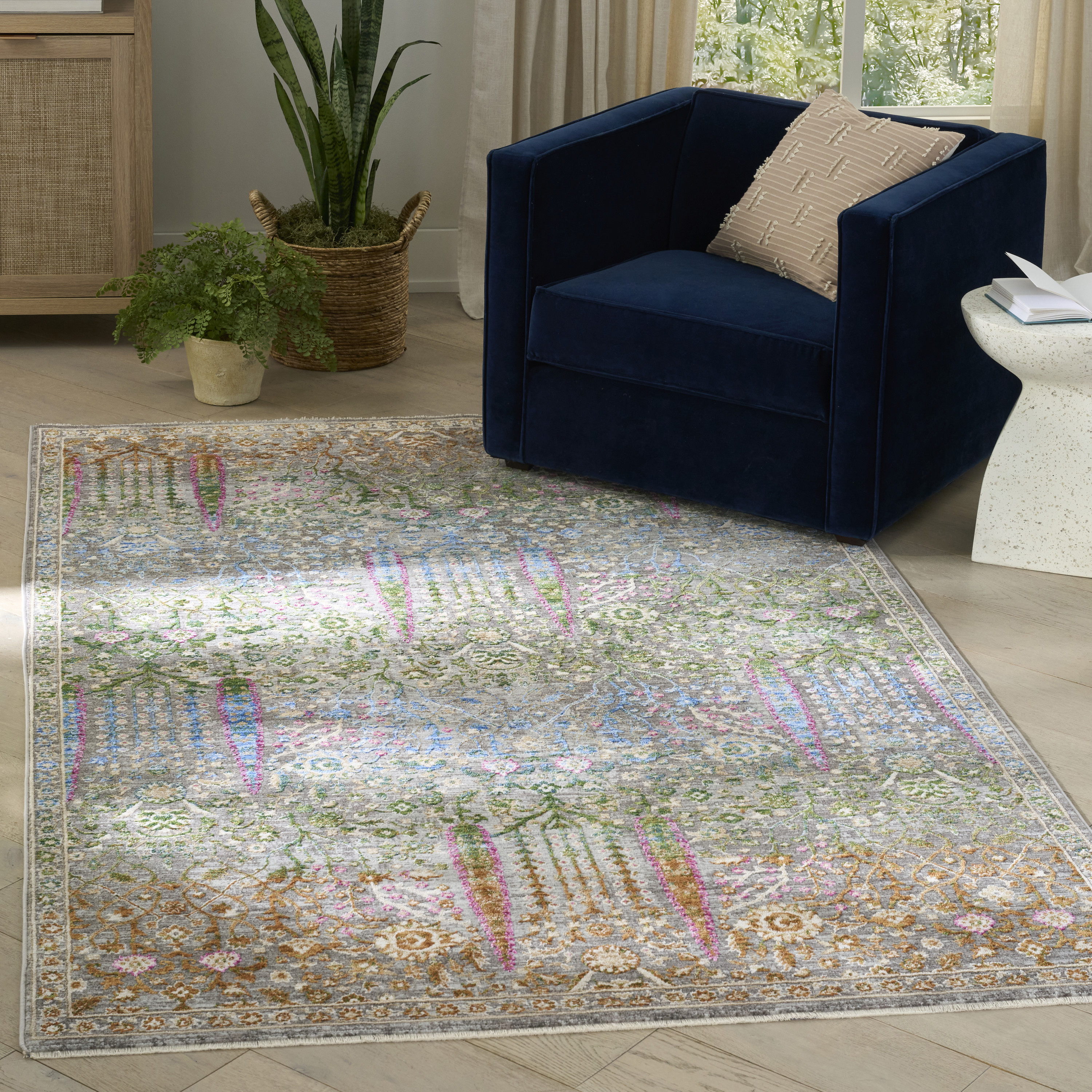 Nourison Vintage Harmony 5'3" x 7'6" Blue Multicolor Bohemian Indoor Rug