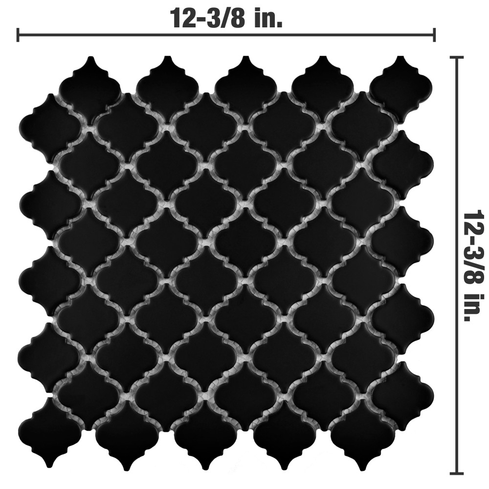 Hudson Tangier Matte Black 12-3/8 in. x 12-3/8 in. Porcelain Mosaic Tile