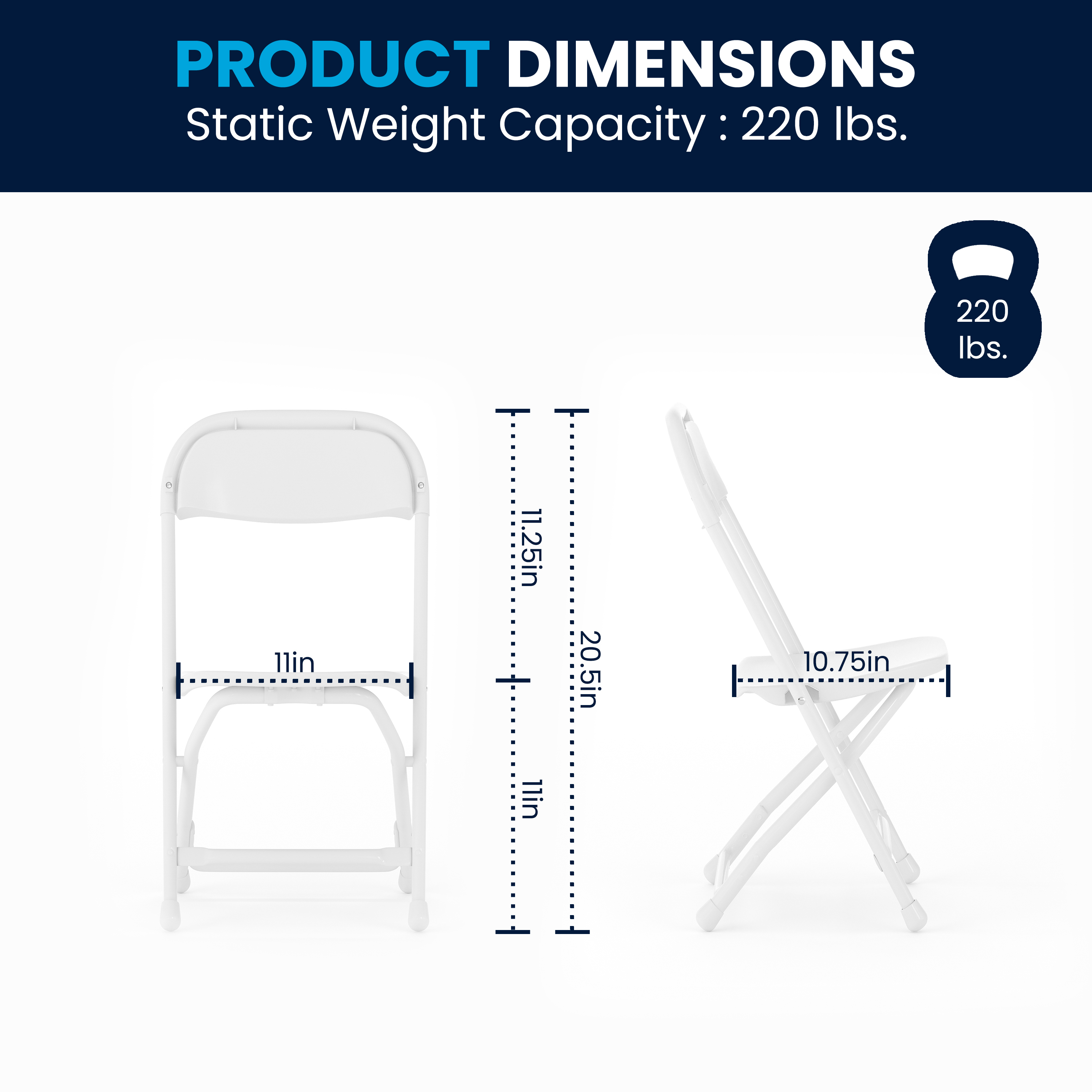 Pack de 2 sillas plegables de plástico blanco para niños - Imagen 36 de 63