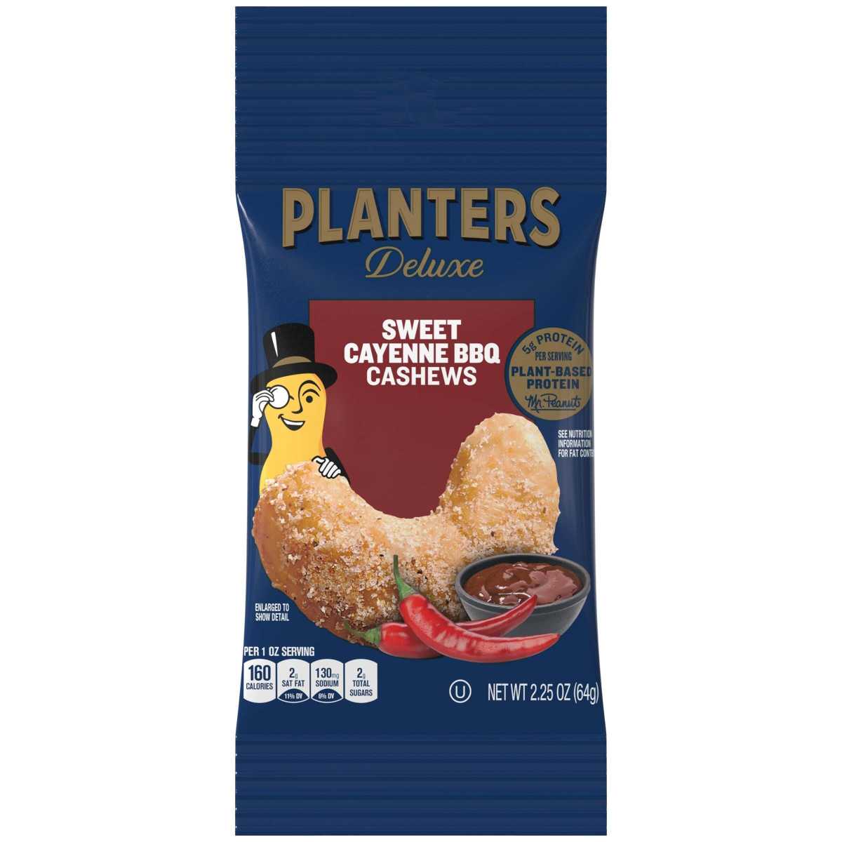 PLANTERS(r) Sweet Cayenne BBQ Cashews Tube 30/2.25oz . C1CB - Front Center Inner Pack (Hi Res)