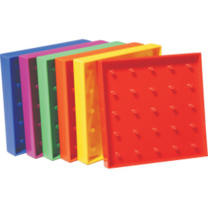 Double-Sided Geoboard Set - 5 x 5 Grid / 12 Pin Circular Array - Set of 6