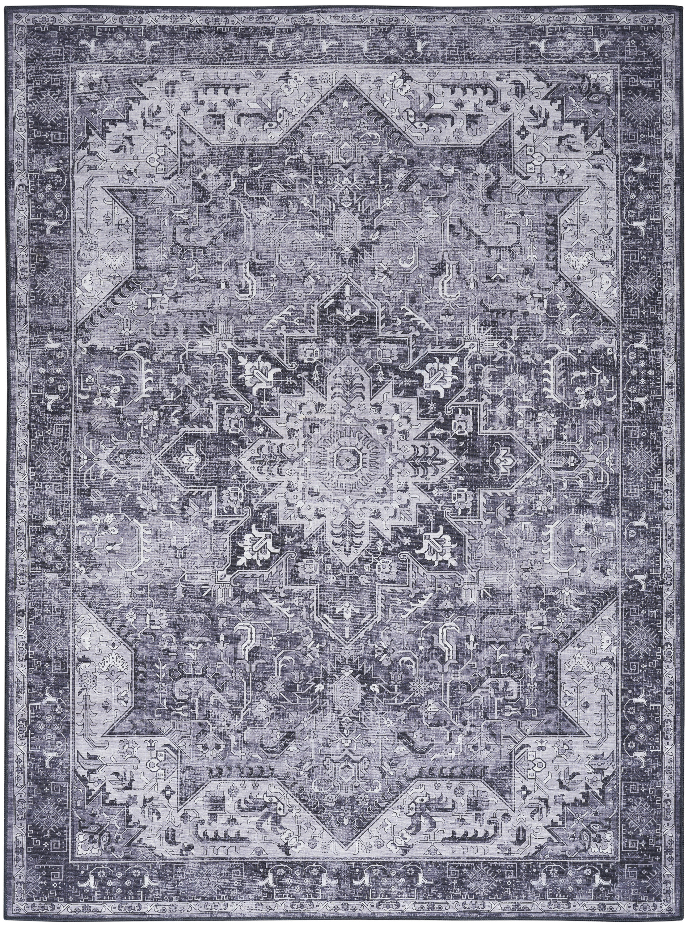 Nourison Nourison Washables 5'2" x 7' Charcoal Grey Vintage Indoor Rug