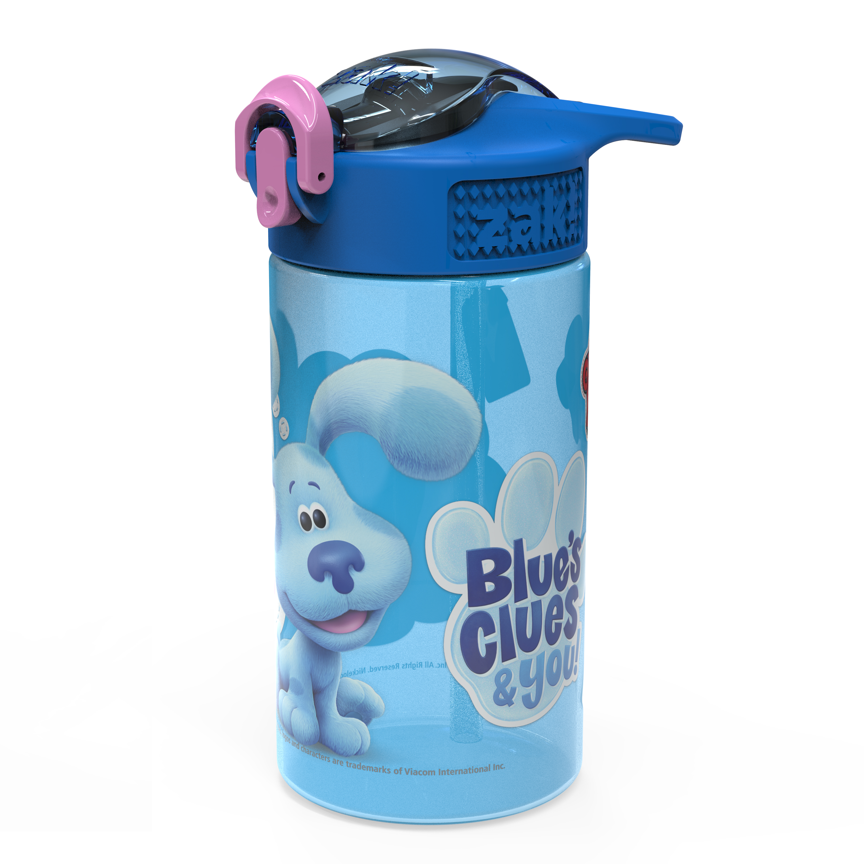 Blues Clues and You 16 ounce Reusable Plastic Water Bottle with Straw, Blue and Friends, 2-piece set slideshow image 6
