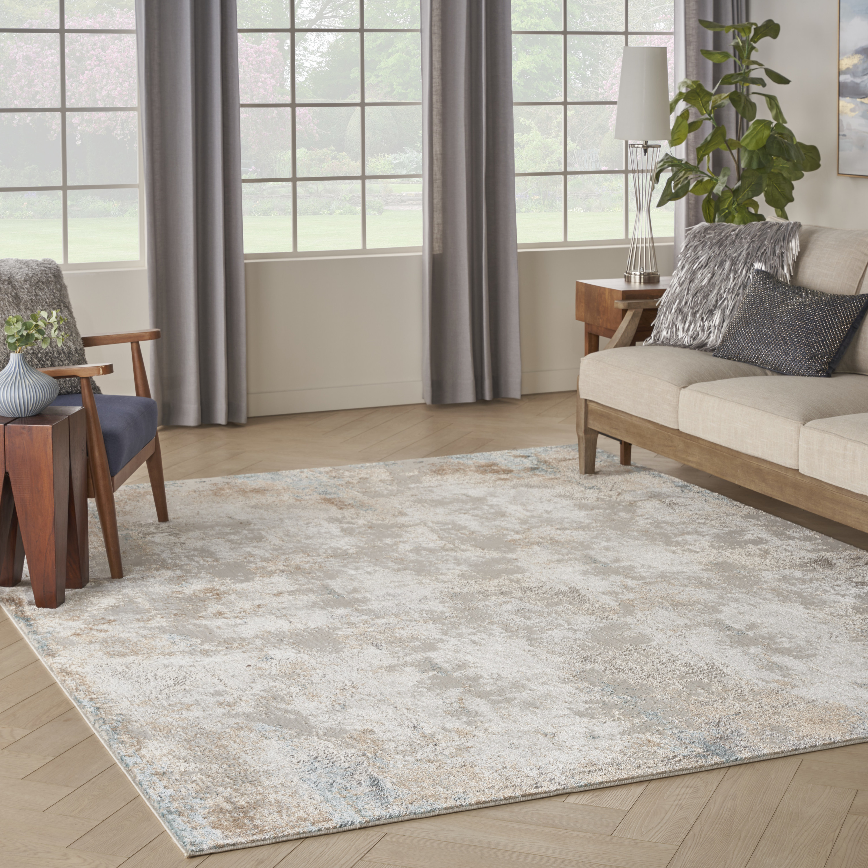 Nourison Glitz 7'10" x 9'10" Taupe Multicolor Modern Indoor Rug