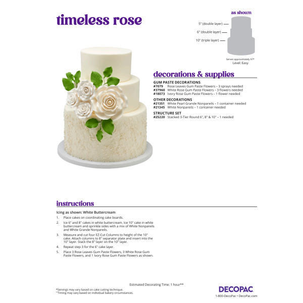 Timeless Rose Cake Decorating Instruction Card