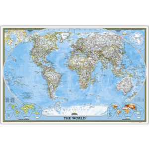 World Classic Map, Poster Size and Laminated, 36" x 24"