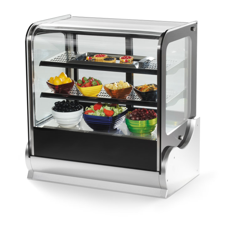 3-tier 36-inch-wide 120-volt cubed-glass refrigerated display case with rear access