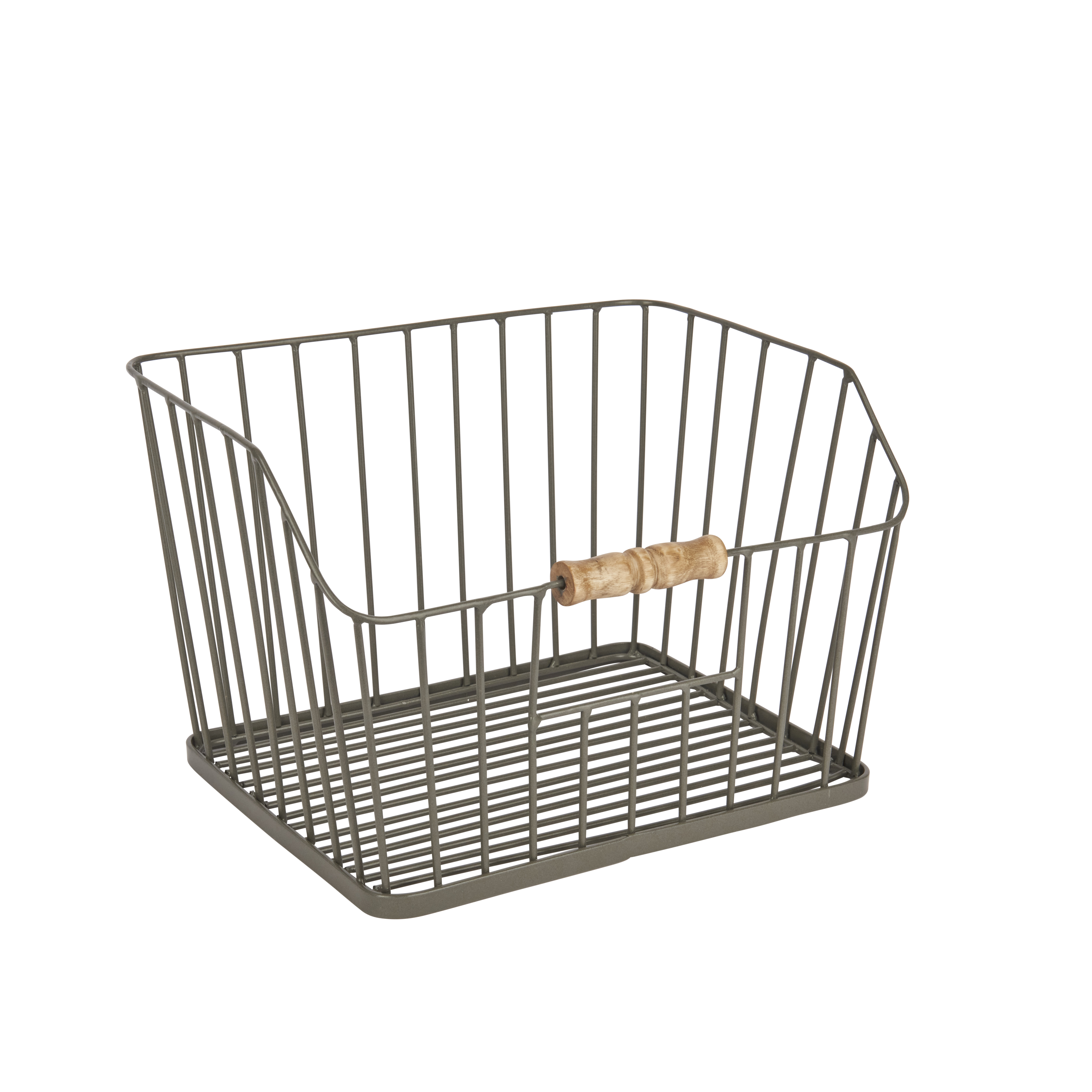 Living Nostalgia Large Wire Storage Basket with wooden handle and Classic Look