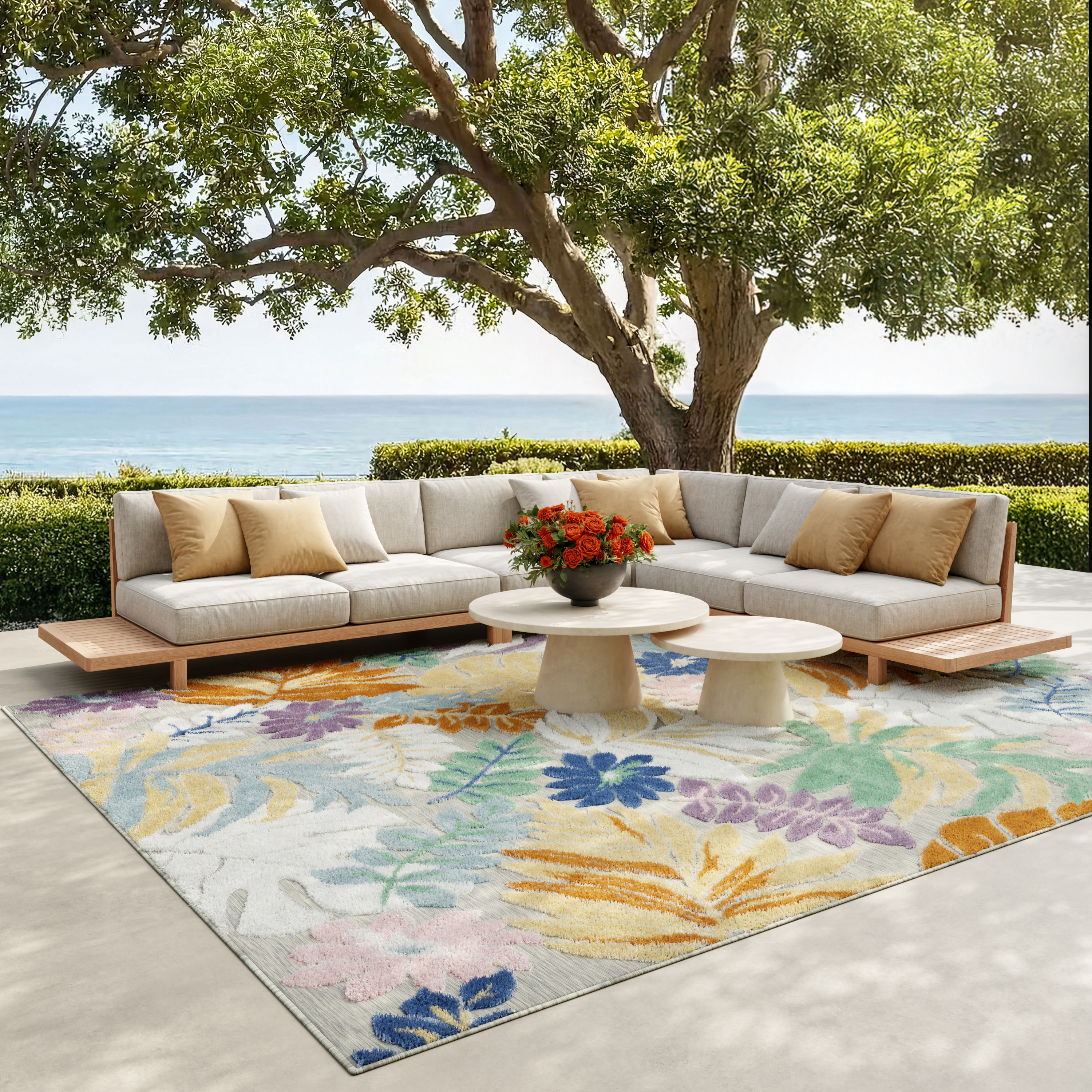Nourison Suncoast 7'10" x 9'10" Multicolor Tropical Rug