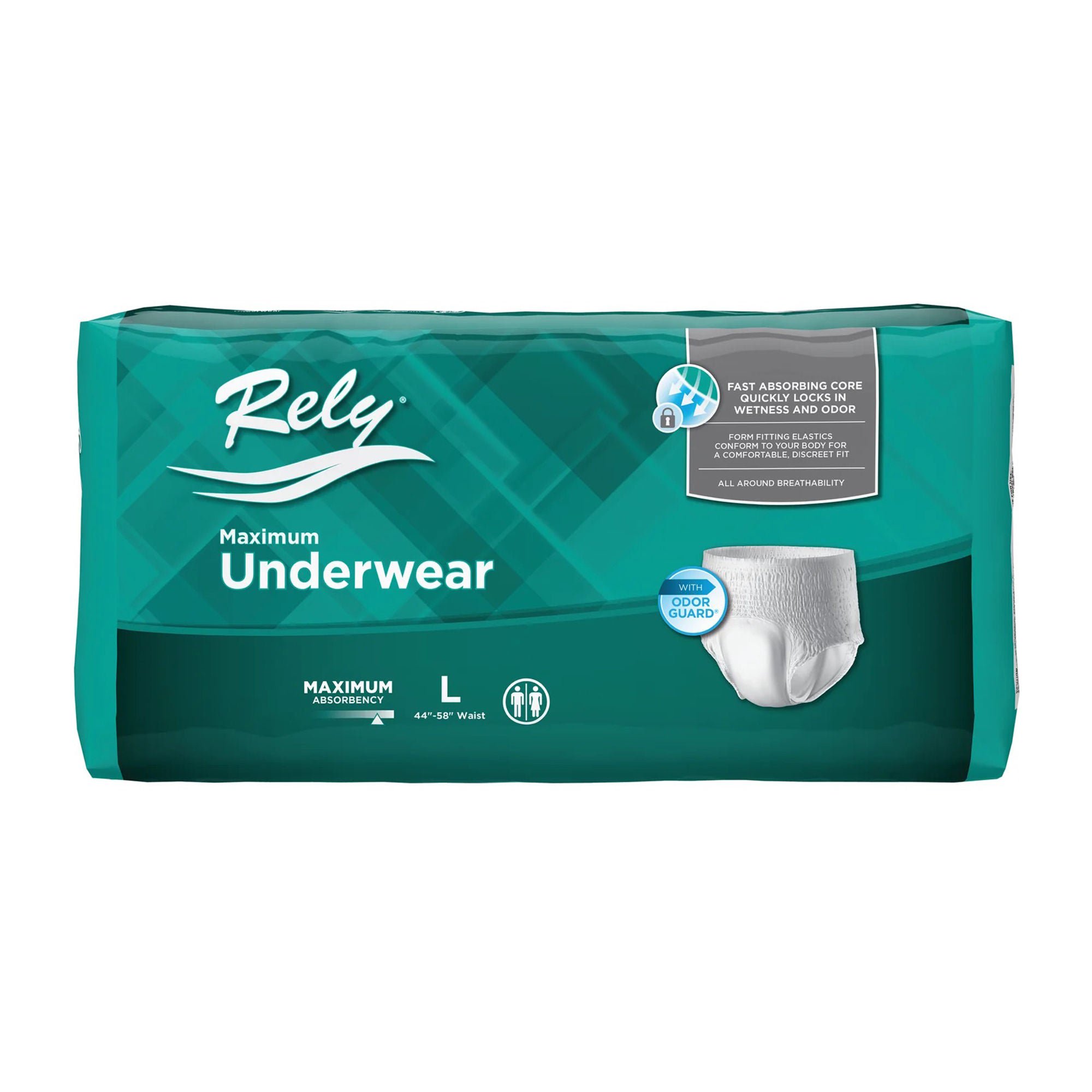 ActivStyle Inc UNDERWEAR, RELY MAXIMUM PROT LG (20/BG 4BG/CS)
