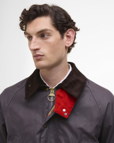 Paul Smith loves Barbour Oversized Bedale Waxed Jacket Grey Lilac