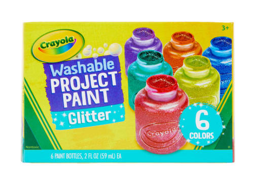 Crayola Washable Project Paint, Glitter 2 oz Bottles (6 count)