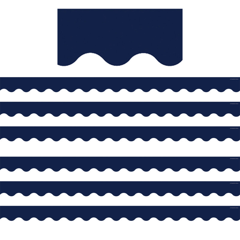 Navy Scalloped Border Trim, 35 Feet Per Pack, 6 Packs