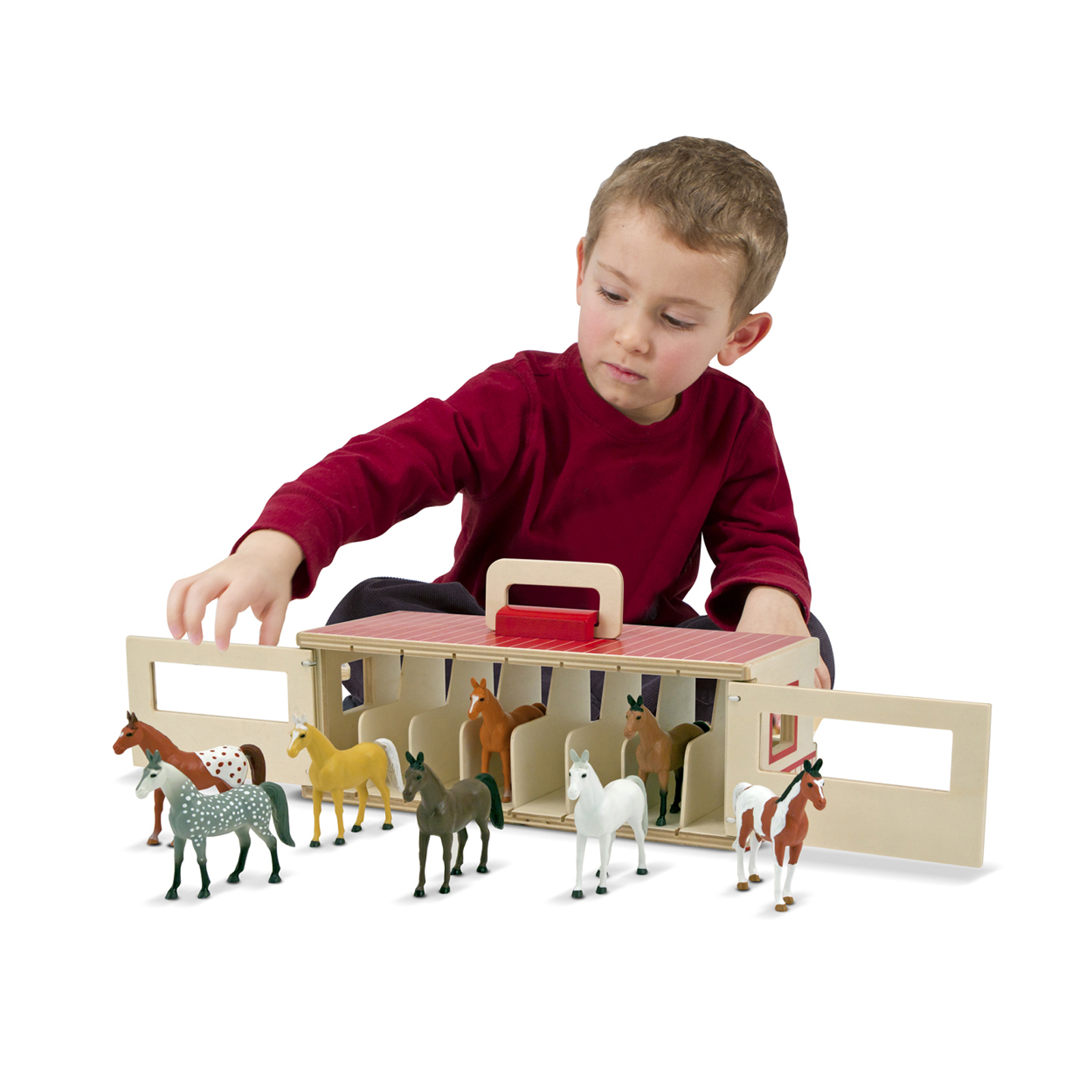 Melissa & Doug Take-Along Show-Horse Stable Play Set image number null