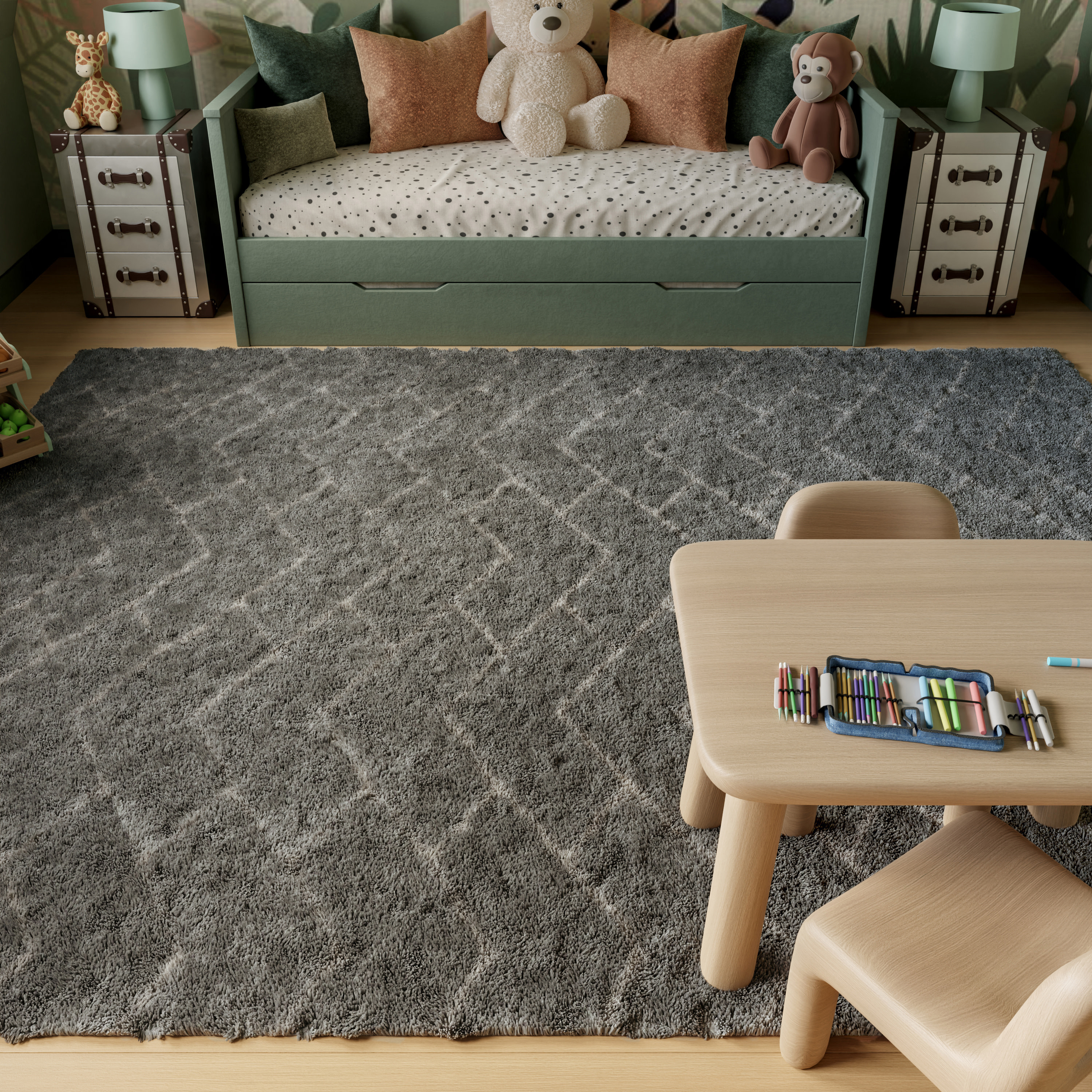 Nourison Dreamy Shag 7'10" x 9'10" Grey Shag Indoor Rug