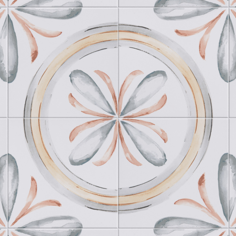 Saint Germain Chaud Deco Rivette 5.75x5.75 Square Porcelain Floor and Wall Digital Pattern