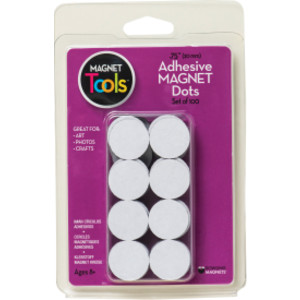 Adhesive Magnet Dots, 3/4" Diameter, Pack of 100