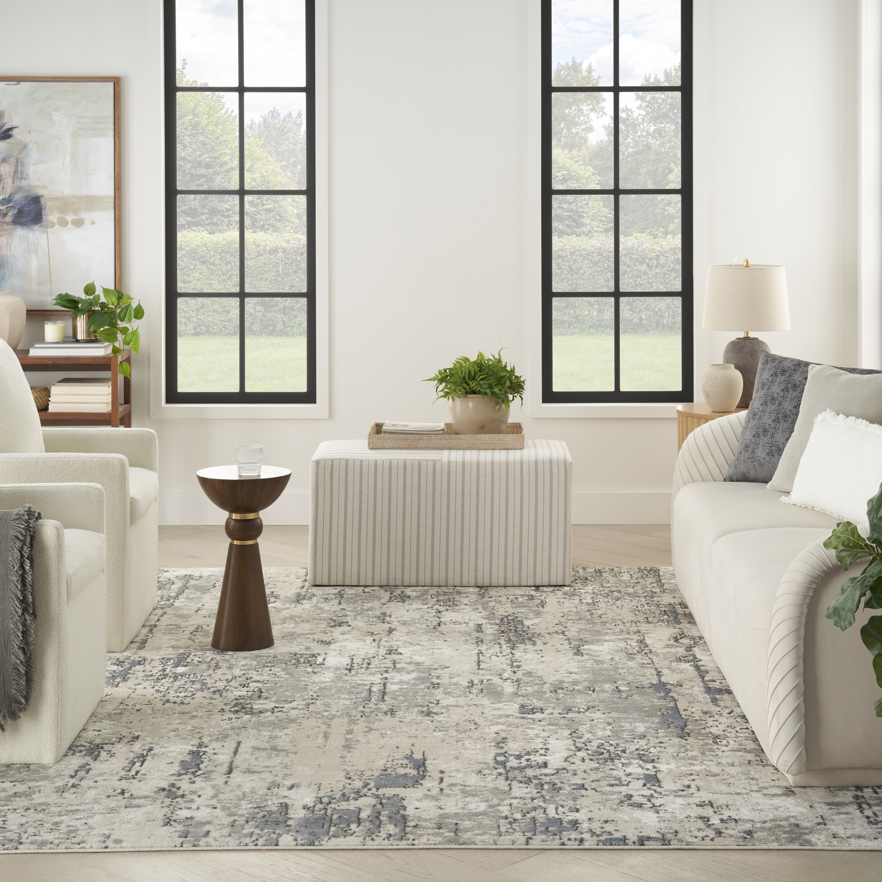 Nourison Quarry 7' x 10' Ivory Blue Grey Modern Indoor Rug