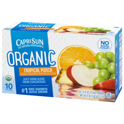 Capri Sun Organic Tropical Punch Juice Drink Blend, 10 ct Box, 6 fl oz Pouches