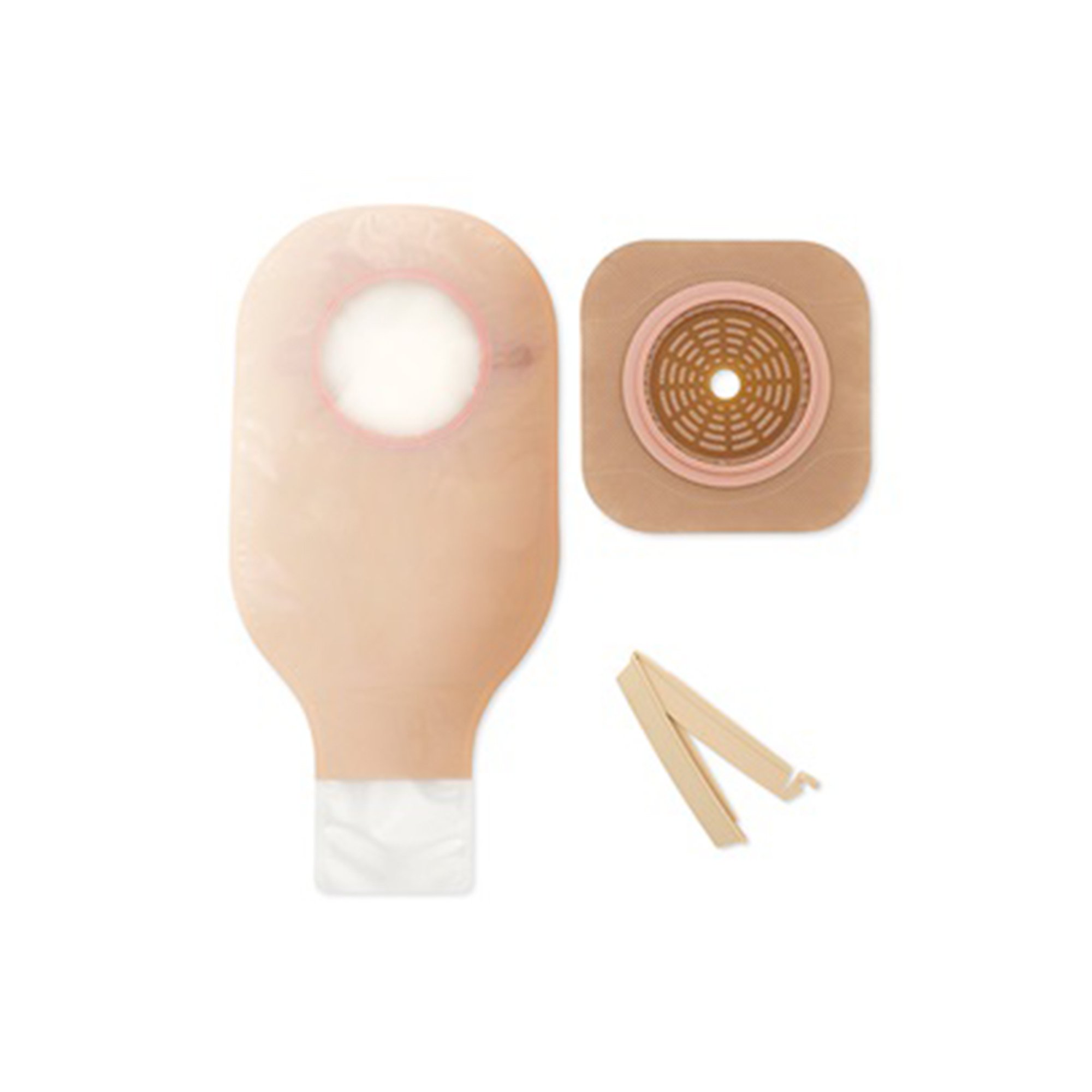 New Image™ 19106 2-Piece Clear Ileostomy/Colostomy Pouch, 102mm Flange, Yellow