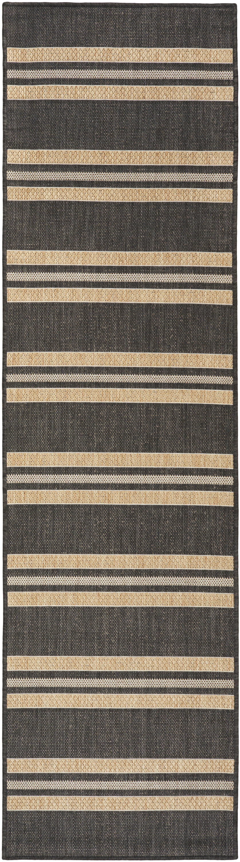 Nourison Horizon Indoor/Outdoor 2' x 6' Charcoal Modern Rug
