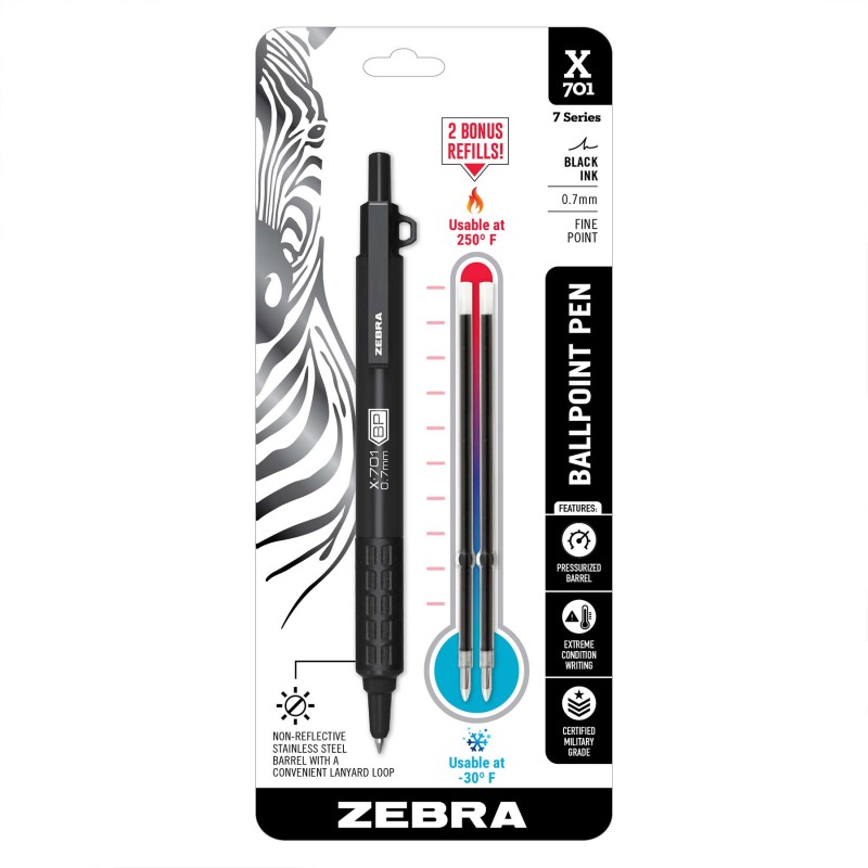 X-701 Tactical Retractable Ballpoint Pen, 0.7 mm, Black