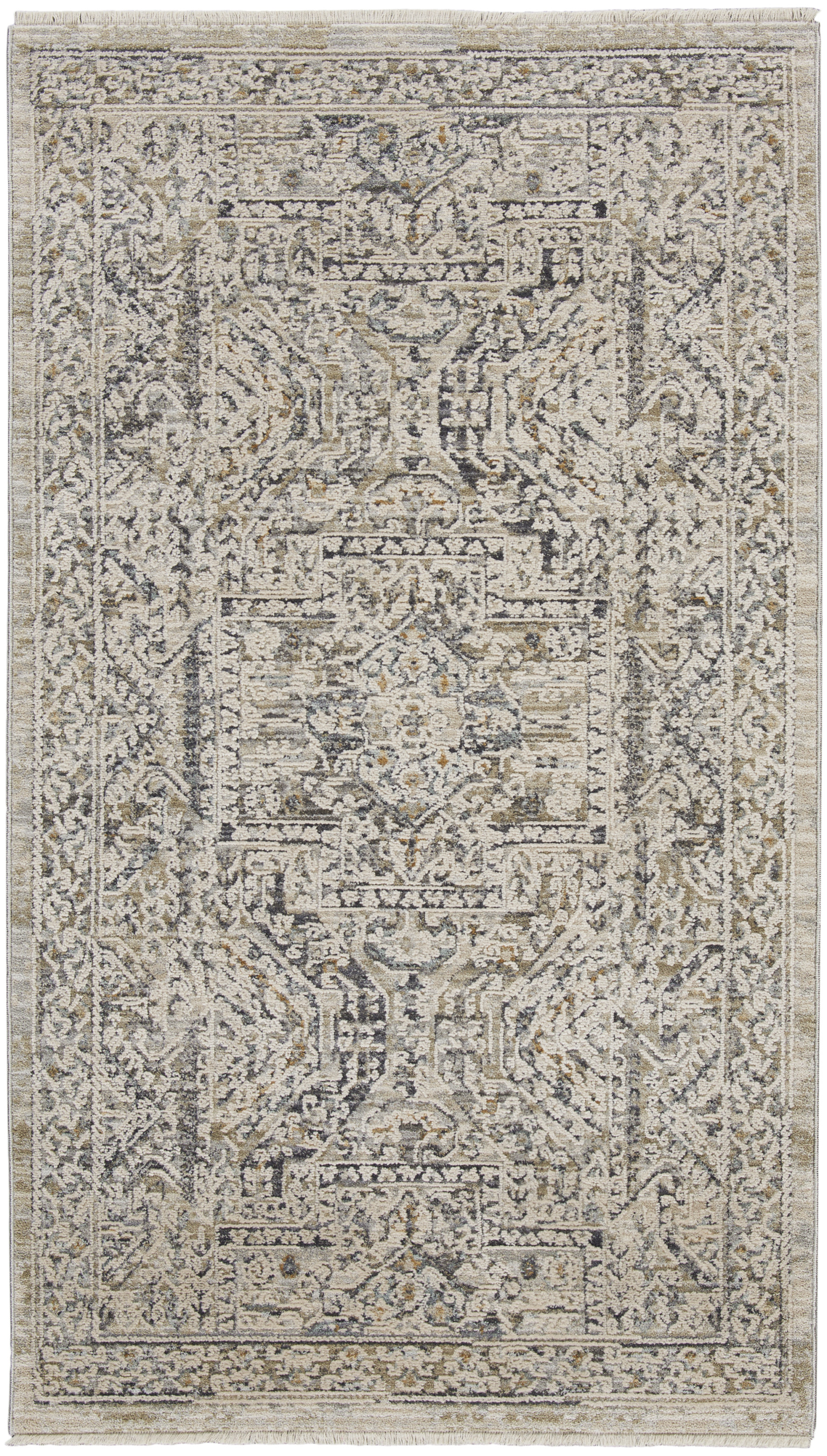 Nourison Lynx 2'6" x 4'6" Ivory Grey Blue Vintage Indoor Rug