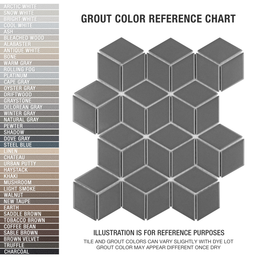 Metro Rhombus Matte Grey 10-1/2 in. x 12-1/8 in. Porcelain Mosaic Tile
