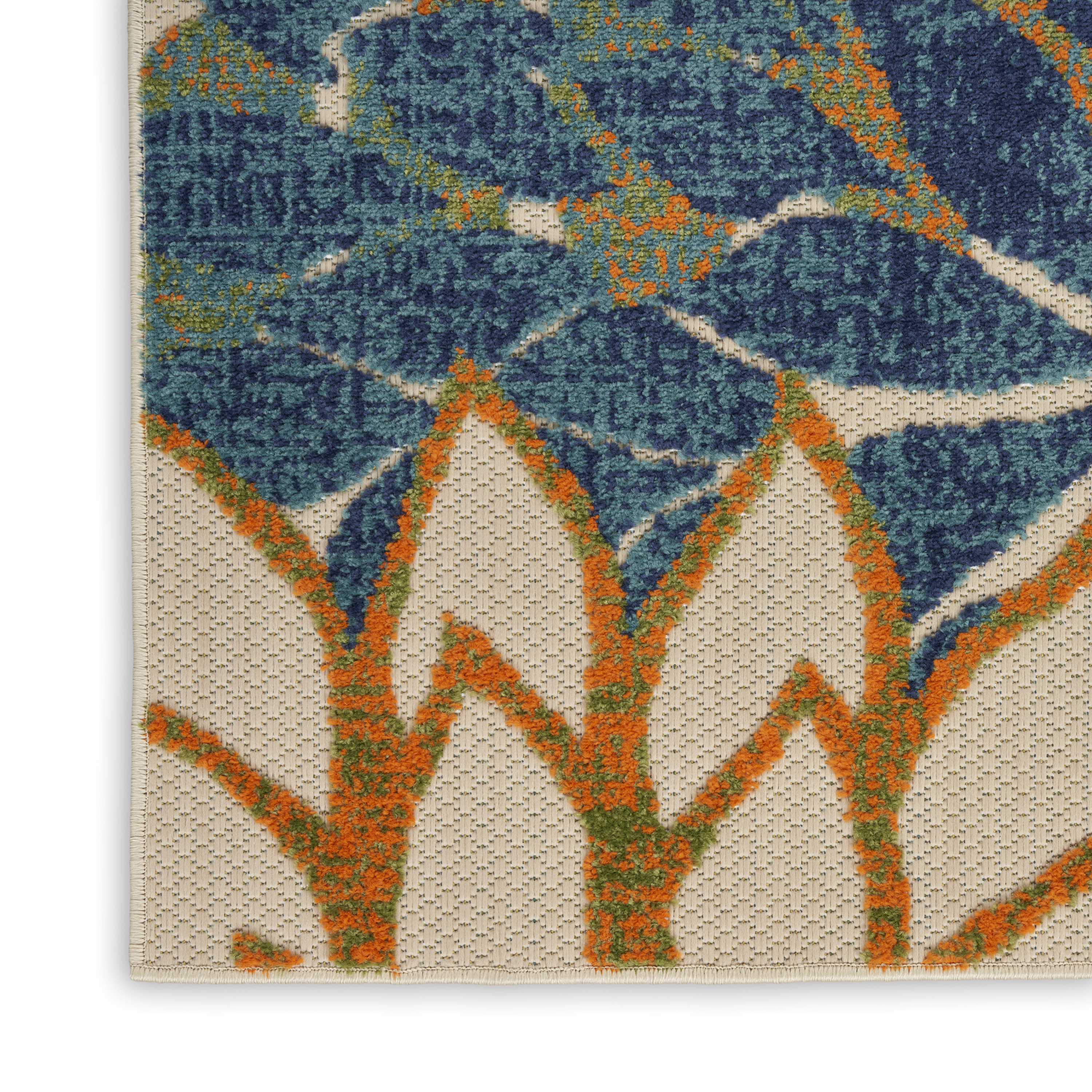 Nourison Aloha 7'10" x 10'6" Blue Green Tropical Rug