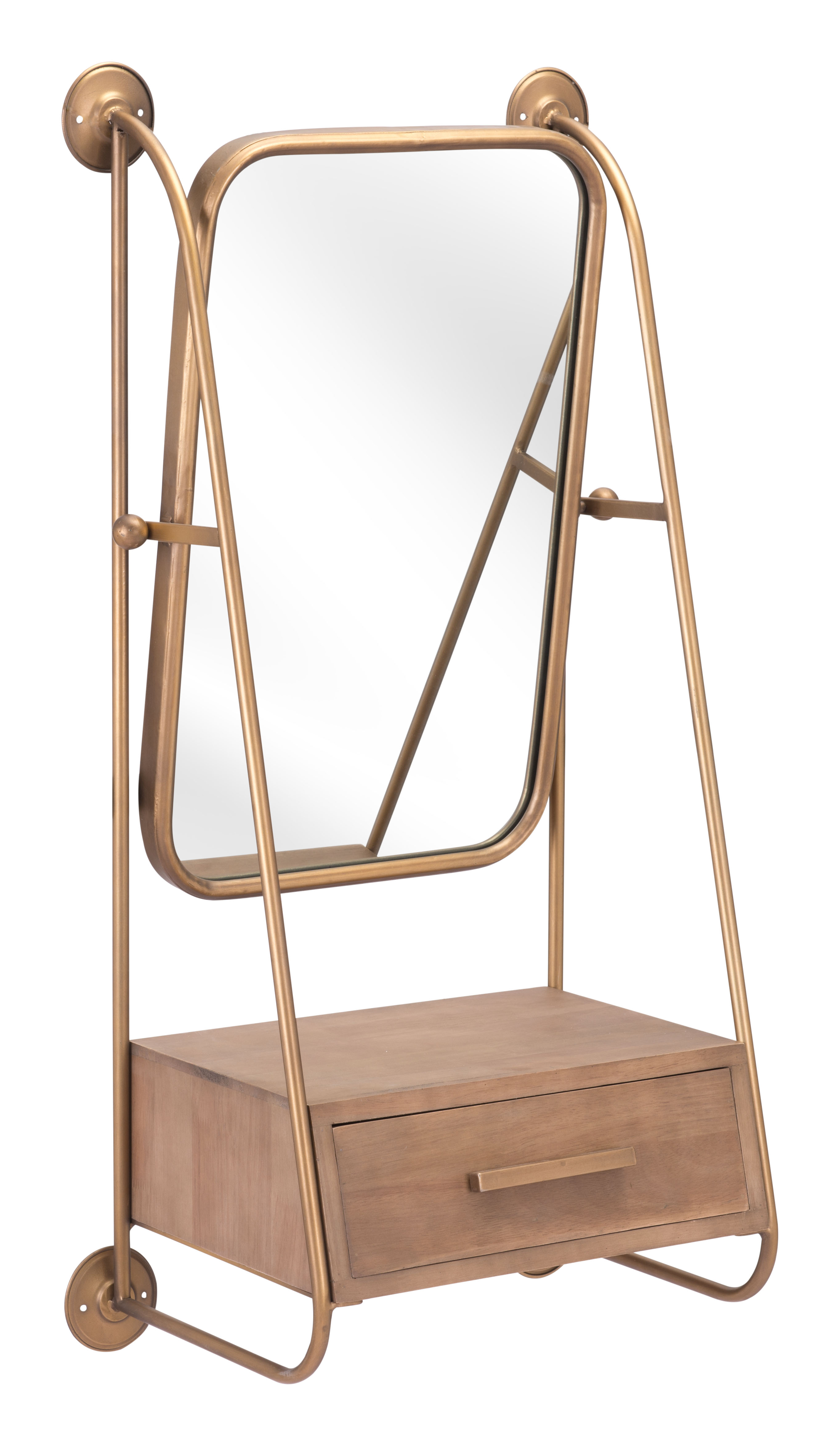 Peralta Mirror Shelf Brass & Brown product image