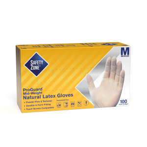 Hillyard, Safety Zone®, General Purpose Gloves, Latex, 4.0 mil, Powder Free, M, Cream