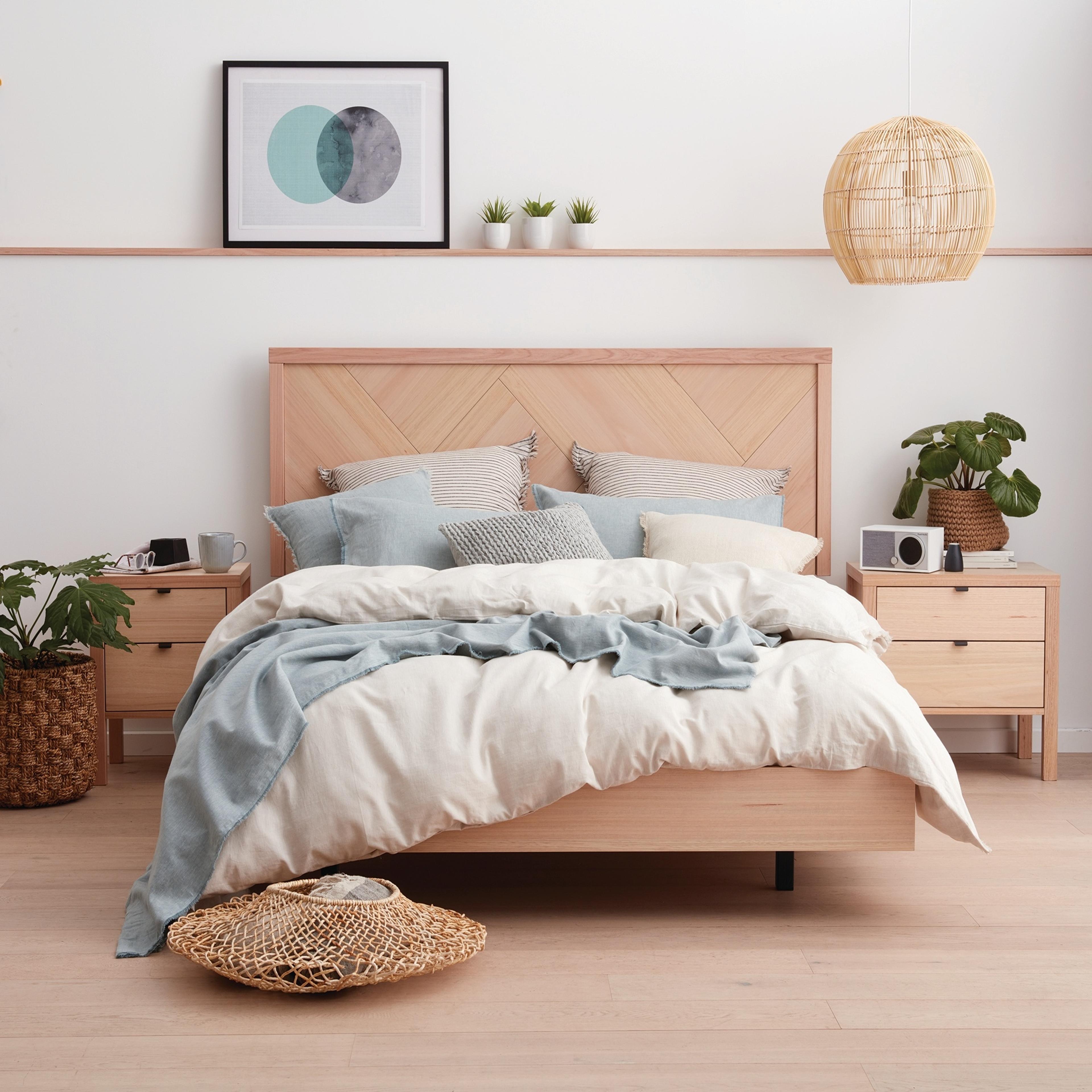 Lifestyle image of the  City X Bedside Table (2 Drawer), Snow from Forty Winks