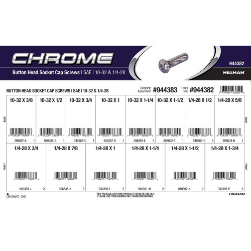 Chrome Button-Head Socket Cap Screws Assortment (#10-32 & 1/4