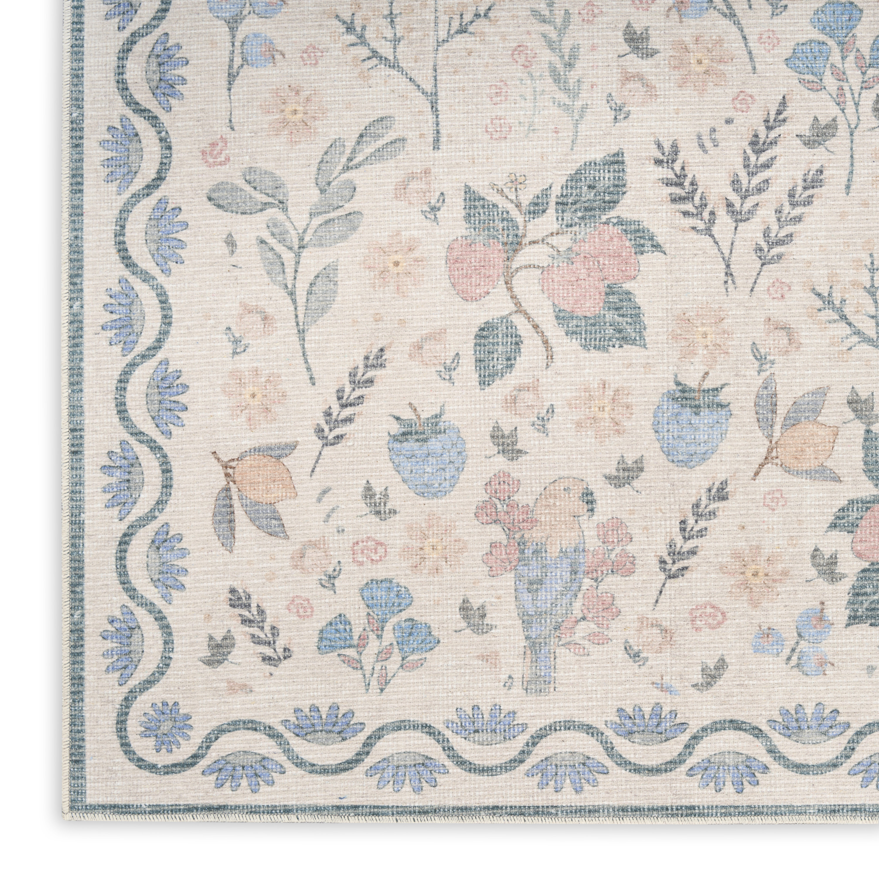 Nourison Botanical Washables 4' x 6' Ivory Multicolor Modern Indoor Rug