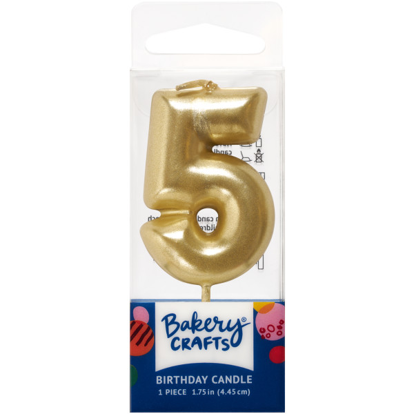 5 Mini Gold Numeral Candles