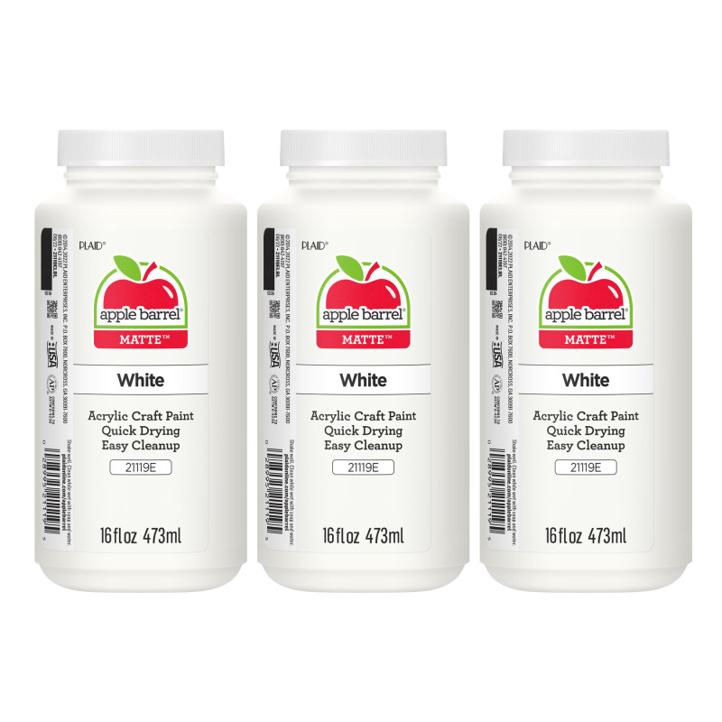 Acrylic Paint Matte, 16oz., White, Pack of 3