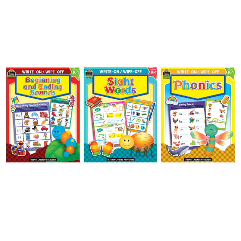 Early Literacy Write & Wipe Activity Book Kit – Phonics, Sounds, and Sight Words