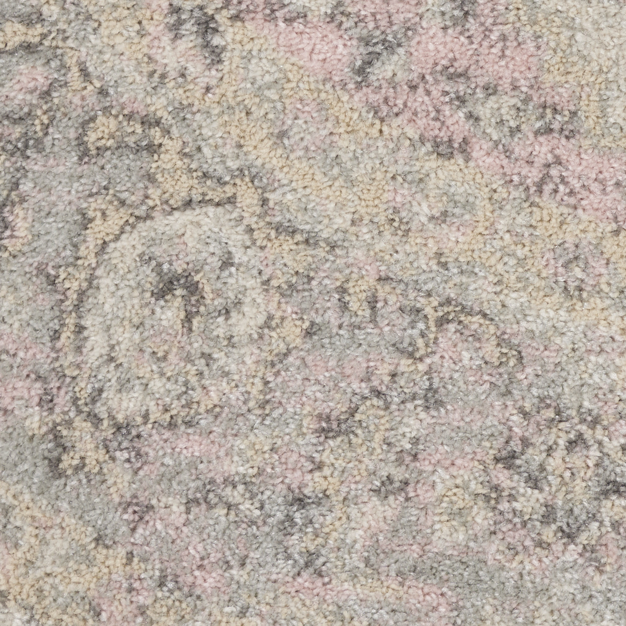 Nourison Tranquil 5'3" x Round Ivory Pink Vintage Indoor Rug