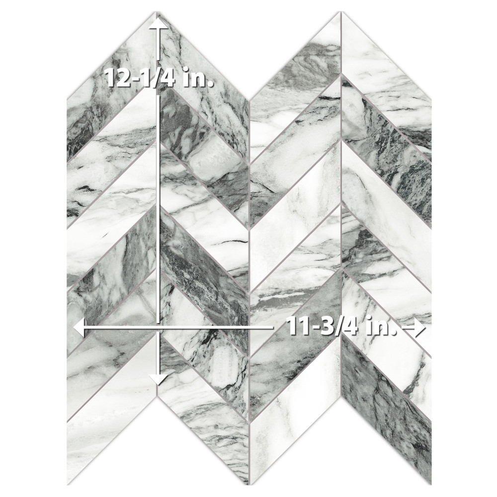 Touche Chevron Zebre 11-3/4 in. x 12-1/4 in. Porcelain Mosaic Tile