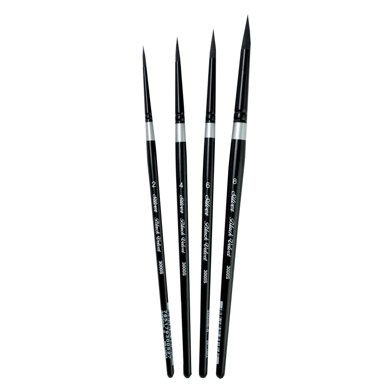Black Velvet Medium Round Brushes, Set of 4