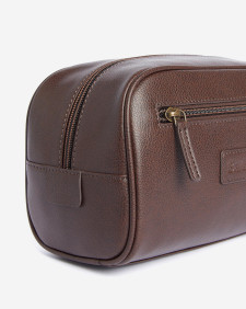 Leather Washbag Dark Brown