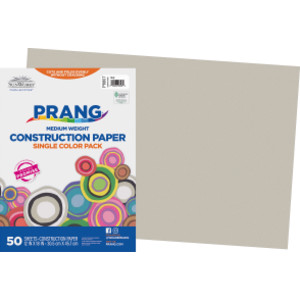 Construction Paper, Medium Weight, Gray, 12" x 18", 50 Sheets