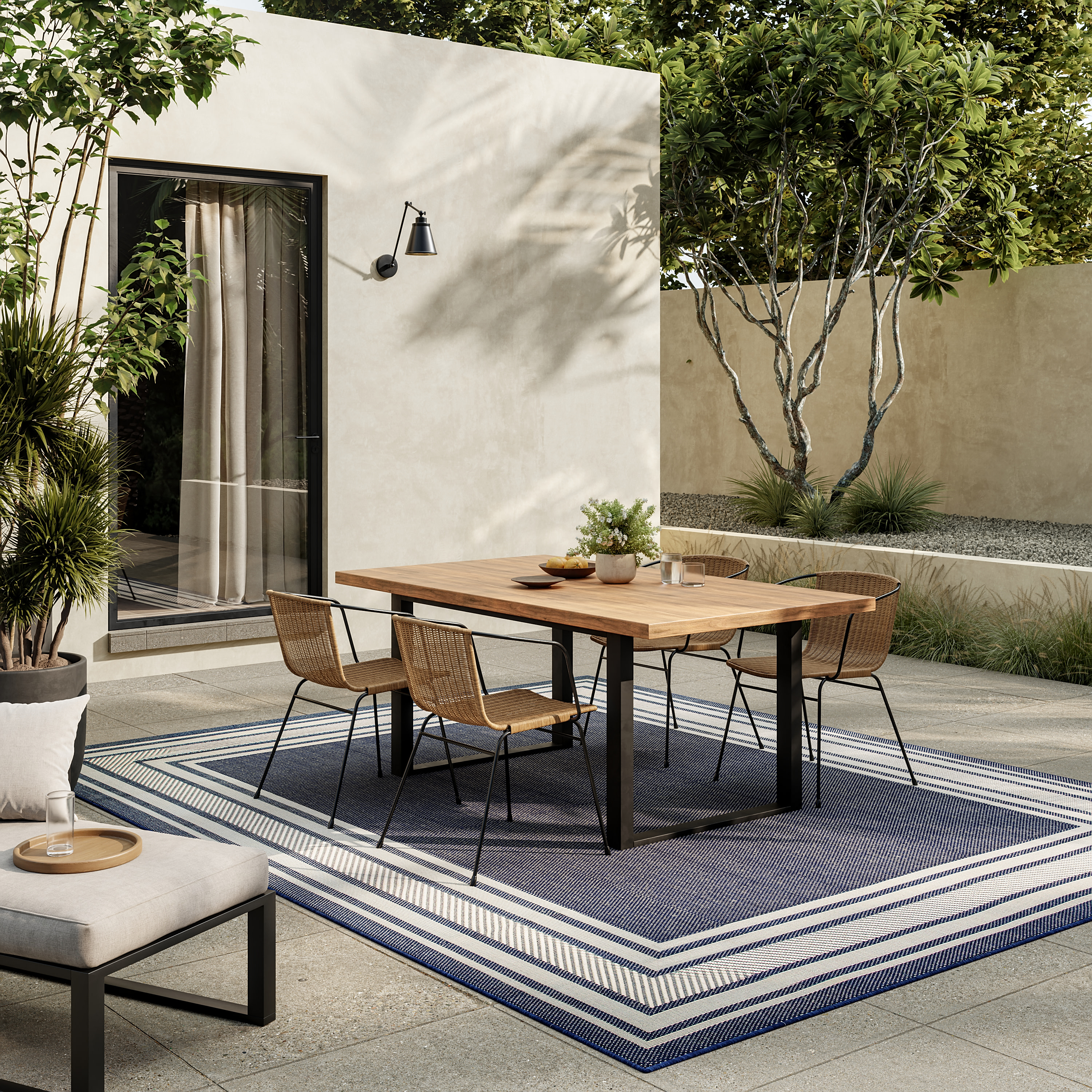 Nourison Horizon Indoor/Outdoor 9' x 12' Navy Modern Rug