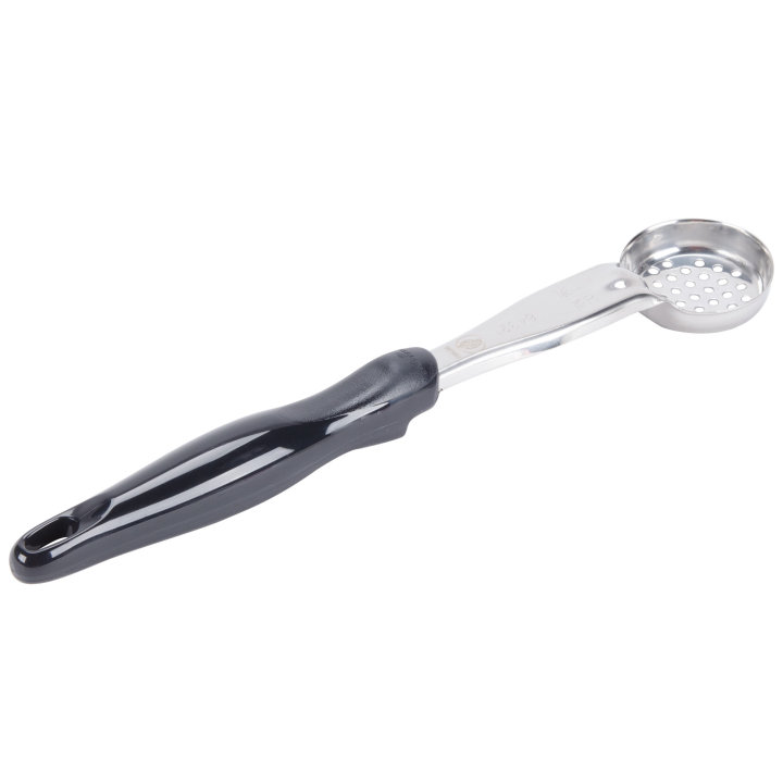 1-ounce one-piece heavy-duty perforated round Spoodle® utensil with black nylon handle