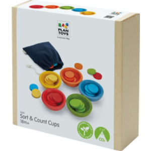 Wooden Sort & Count Cups with Tokens